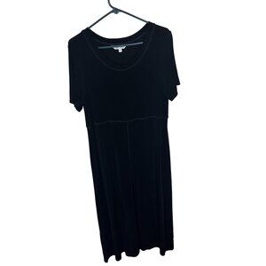 Travelsmith Womens Black Short Sleeve Maxi Dress XL Slinky Knit USA Travel